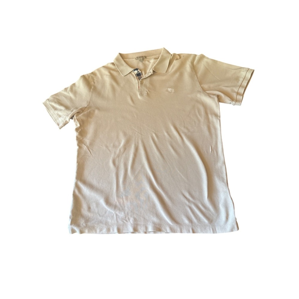 Burberry Mens Beige Cotton Polo Shirt Small Nova‎ Plaid details